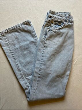 Light Wash Straight Leg Denim Jeans LONG Inseam 36